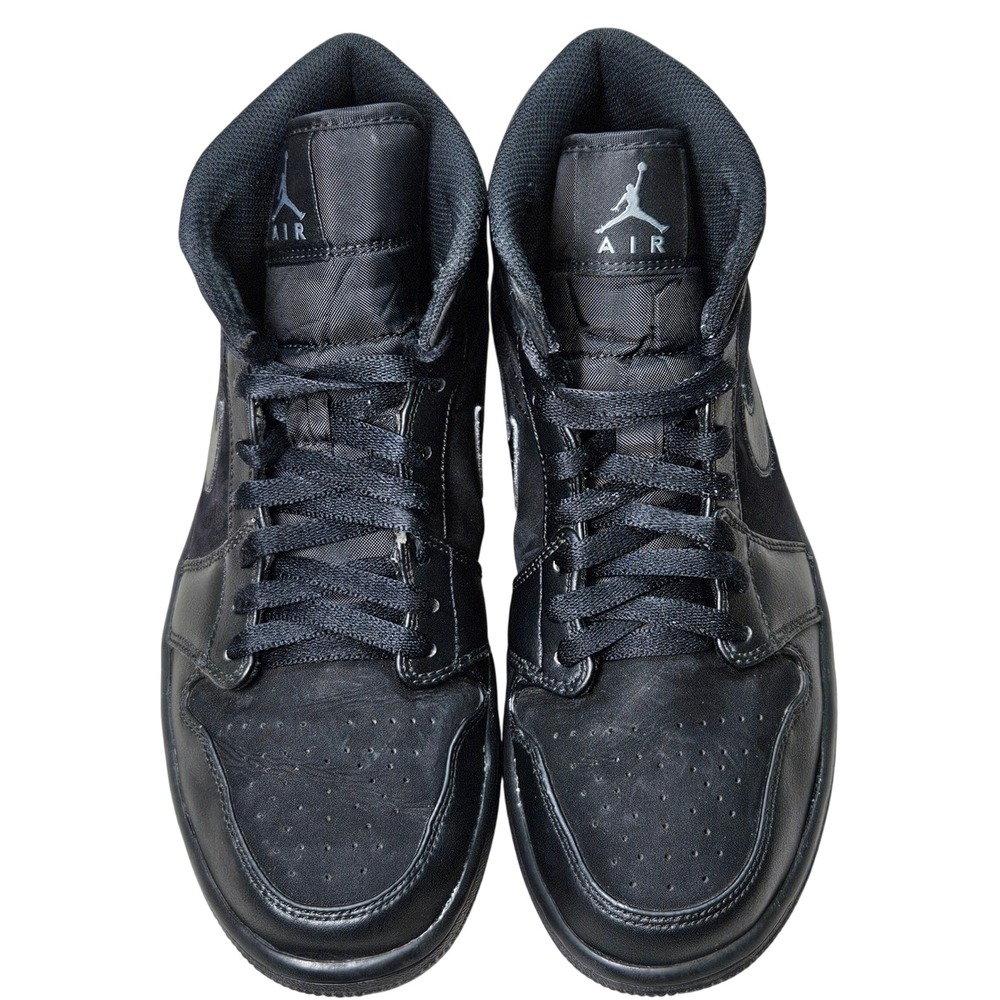 Jordan 1 Mid Triple Black Mens Sneakers 554724-050 Size 9 Black Black AS IS. - Picture 3 of 16